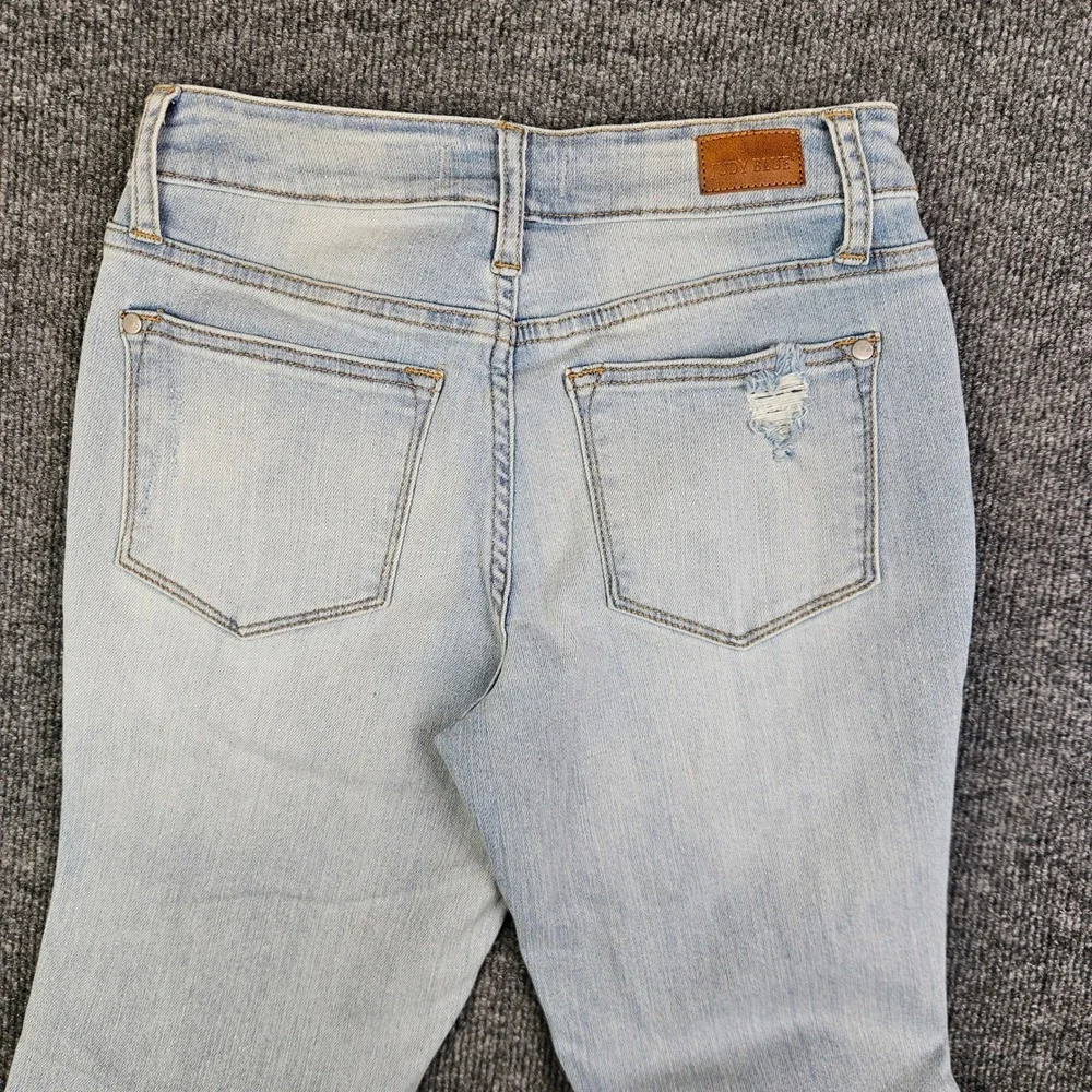 Judy Blue Boyfriend Fit Jeans Women's 0/ 24 Distressed Denim Light Wash Mid Rise - Picture 9 of 10